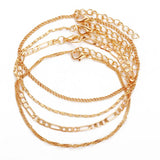 Boho 4pcs/set Multilayer Chain Anklet Foot Bracelet Jewelry
