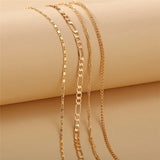 Boho 4pcs/set Multilayer Chain Anklet Foot Bracelet Jewelry