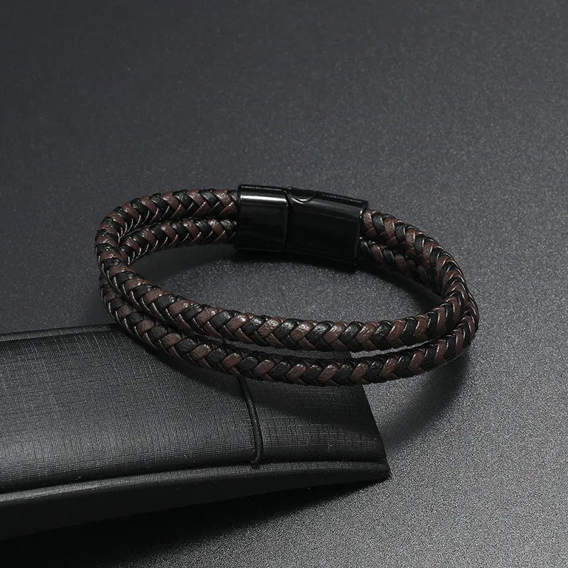 Double Layers Leather Male Bracelet Jewelry Access...