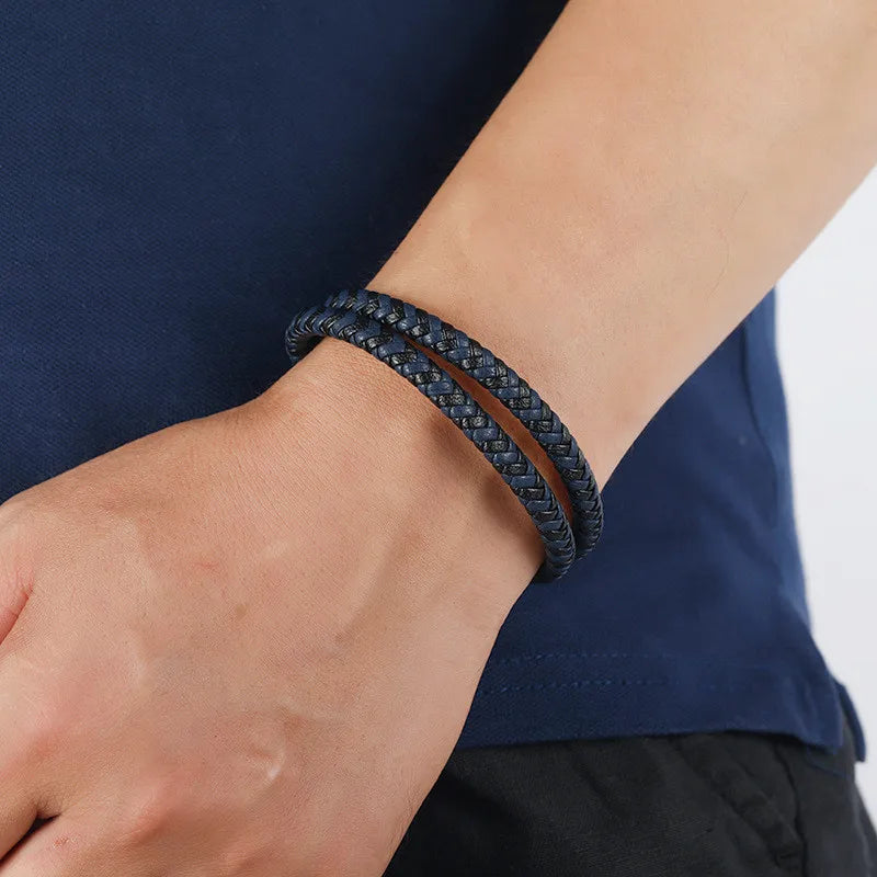 Double Layers Leather Male Bracelet Jewelry Access...