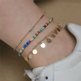 Colorful Bead Multilayer Anklet for Woman