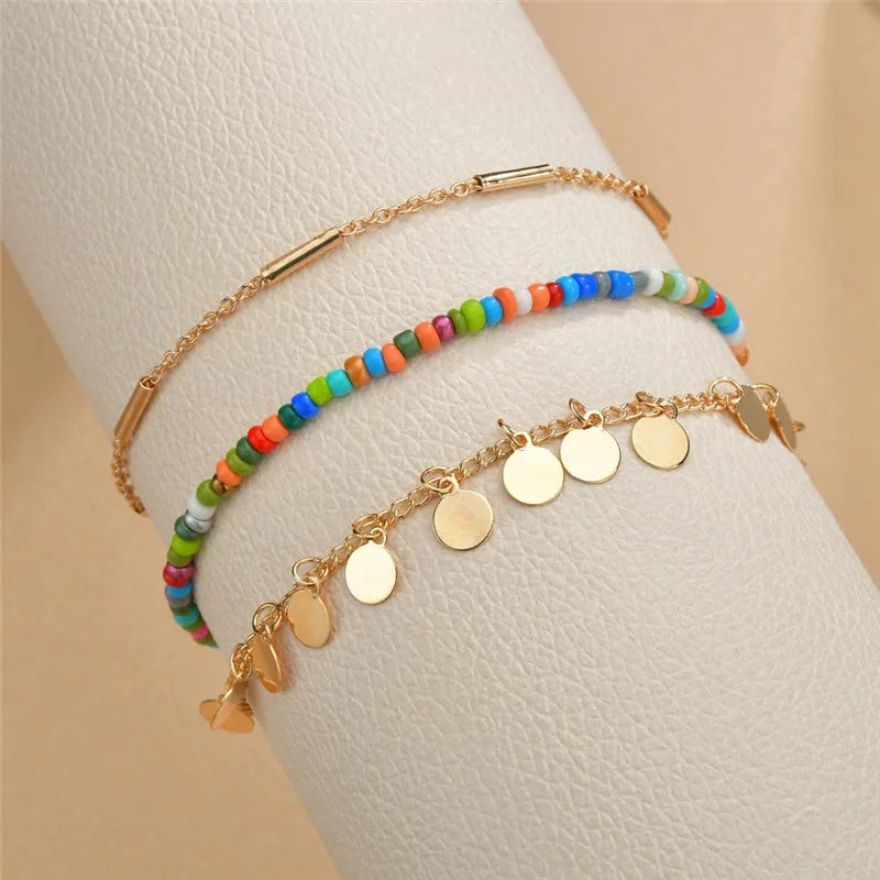 Colorful Bead Multilayer Anklet for Woman