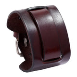 Brown Wide Leather Bracelet Vintage Punk Wristband Men Jewelry