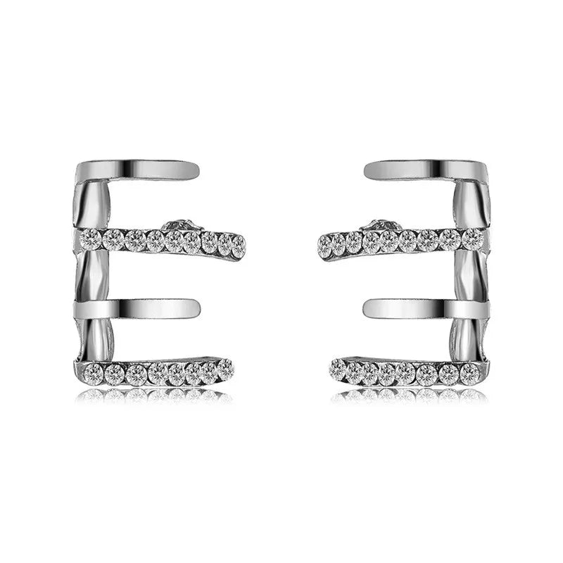 CZ Ear Hook Clip Earrings Four-Prong Setting