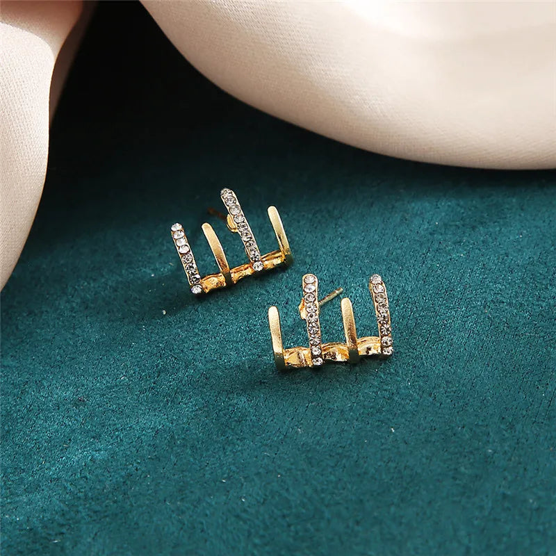CZ Ear Hook Clip Earrings Four-Prong Setting