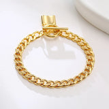 7mm Thick Chain Charm Bracelet Stainless Steel Lock Pendant Bangle