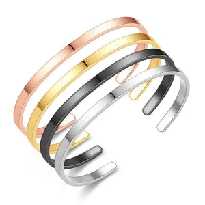 Silver Stainless Steel Cuff Bracelet Open Bangle Punk Vintage