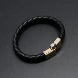 Punk Braided Leather Rope Bracelet Magnetic Buckle Bracelets Men