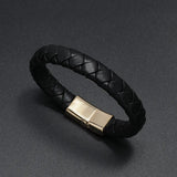 Punk Braided Leather Rope Bracelet Magnetic Buckle Bracelets Men