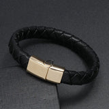 Punk Braided Leather Rope Bracelet Magnetic Buckle Bracelets Men