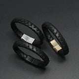 Punk Braided Leather Rope Bracelet Magnetic Buckle Bracelets Men