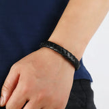 Punk Braided Leather Rope Bracelet Magnetic Buckle Bracelets Men