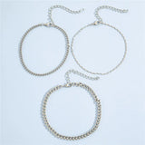 Silver Chain Anklets Set For Women Beach Foot Jewelry Leg Chain Anklet Bracelets