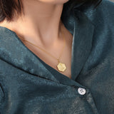 925 Silver Hexagonal Rose Flower Necklace 18k Jewelry Gift