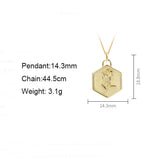925 Silver Hexagonal Rose Flower Necklace 18k Jewelry Gift