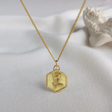 925 Silver Hexagonal Rose Flower Necklace 18k Jewelry Gift