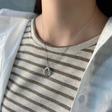 925 Silver Circle Pendant Necklace, Casual Choker Jewelry