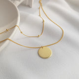 925 Silver Ball Beads Choker Necklace with Blank Disc Pendant
