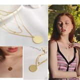 925 Silver Ball Beads Choker Necklace with Blank Disc Pendant