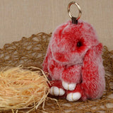 Rex Rabbit Fur Bunny Pendant Keychain Fluffy Toy Doll Bag Car Charm