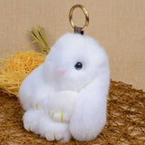 Rex Rabbit Fur Bunny Pendant Keychain Fluffy Toy Doll Bag Car Charm