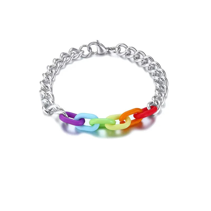 LGBT Titanium Steel Rainbow Bracelet Couples
