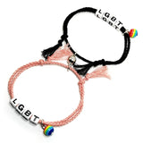 LGBT Gay Bracelet Magnet Attract Rainbow Hand Rope Letters Couple Bracelet