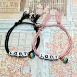 LGBT Gay Bracelet Magnet Attract Rainbow Hand Rope Letters Couple Bracelet