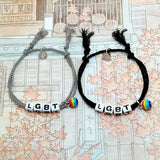 LGBT Gay Bracelet Magnet Attract Rainbow Hand Rope Letters Couple Bracelet