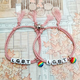 LGBT Gay Bracelet Magnet Attract Rainbow Hand Rope Letters Couple Bracelet