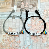 LGBT Gay Bracelet Magnet Attract Rainbow Hand Rope Letters Couple Bracelet