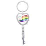 Love Is Love Rainbow Heart Keychain Charm LGBT Jewelry