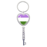 Love Is Love Rainbow Heart Keychain Charm LGBT Jewelry