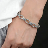 LH2023 Men's Retro Relief Zircon Motorcycle Bracelet