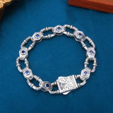 LH2023 Men's Retro Relief Zircon Motorcycle Bracelet