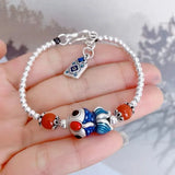 LH2023 Lucky Doodle Fish Bracelet with Red Agate