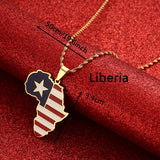 Liberia Map Flag Charms Pendant Necklaces Middle East Jewelry