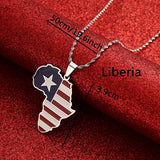 Liberia Map Flag Charms Pendant Necklaces Middle East Jewelry