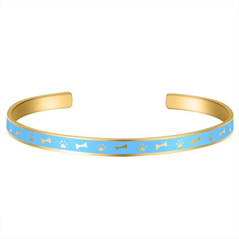 DOGS BONE&PAW CUFF BANGLE Stainless Steel Bracelet