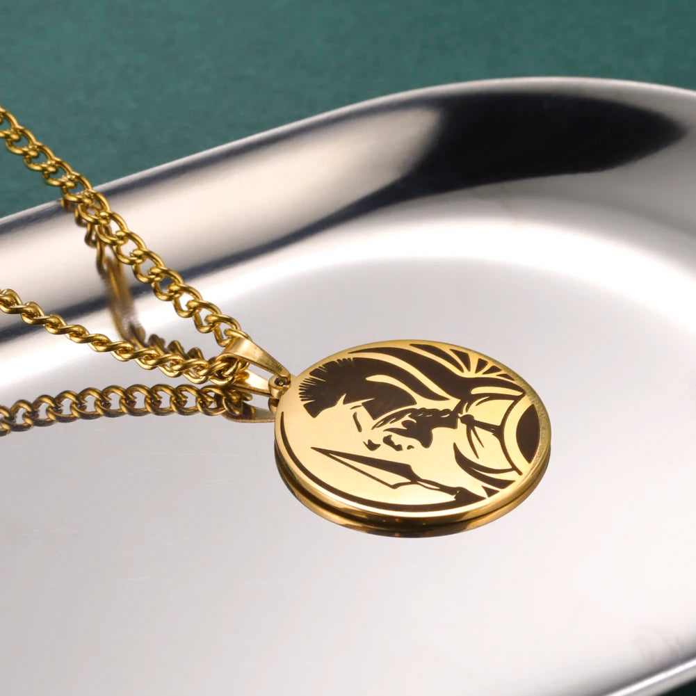 Greek Mythology Pendant Necklace Stainless Steel Vintage Choker