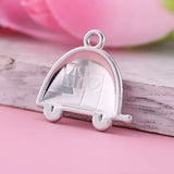 Pink Green Enamel Camping Trailer Charms for DIY Jewelry Making
