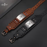 Satanic Amulet Leather Bracelet Evil Symbol for Men