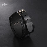 Satanic Amulet Leather Bracelet Evil Symbol for Men