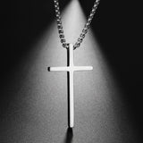 Stainless Steel Cross Pendant Necklace Box Chain Charm Necklaces