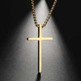 Stainless Steel Cross Pendant Necklace Box Chain Charm Necklaces