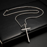 Stainless Steel Cross Pendant Necklace Box Chain Charm Necklaces