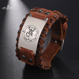 Mars Pentacles Leather Bracelet Solomon Amulet Bangle