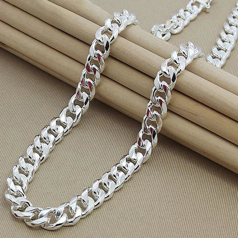 925 Silver 10MM Cuban Chain Necklace Unisex