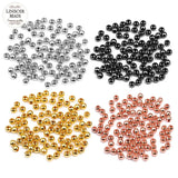 LINSOIR 50pcs Round Copper Beads 4-6mm Spacer Loose Beads for DIY Bracelets