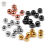 LINSOIR 50pcs Round Copper Beads 4-6mm Spacer Loose Beads for DIY Bracelets